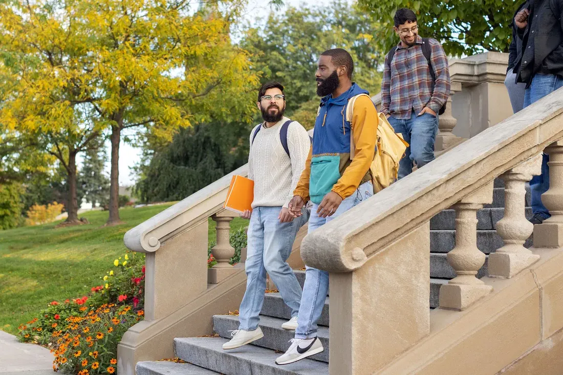 Baeza Bernal, who serves as secretary of the Student Veteran Organization (SVO), joins fellow SVO officers on a campus walk.